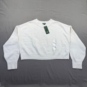 Wild Fable Cropped Sweater Womens Medium White Fuzzy Boxy Pullover Casual
